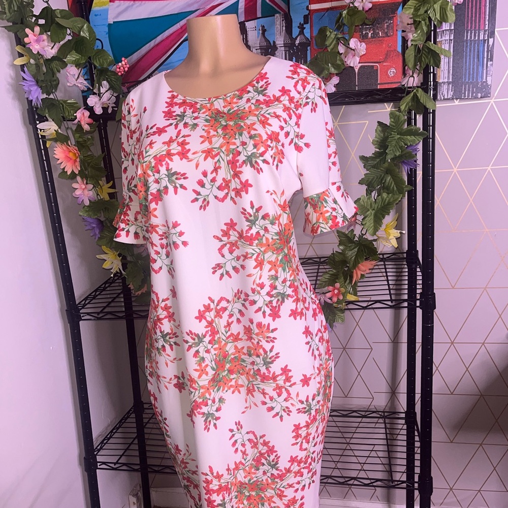 Calvin Klein Pink Flutter Sleeve Sheath Dress